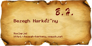 Bezegh Harkány névjegykártya